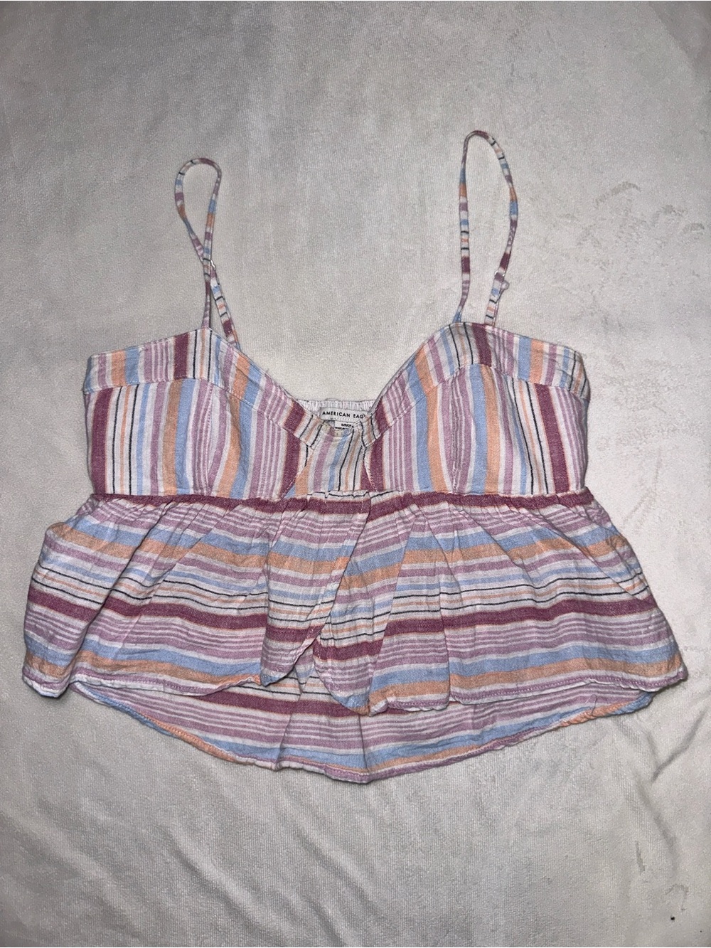 American Eagle Striped Peplum Bustier Cami Top Size S